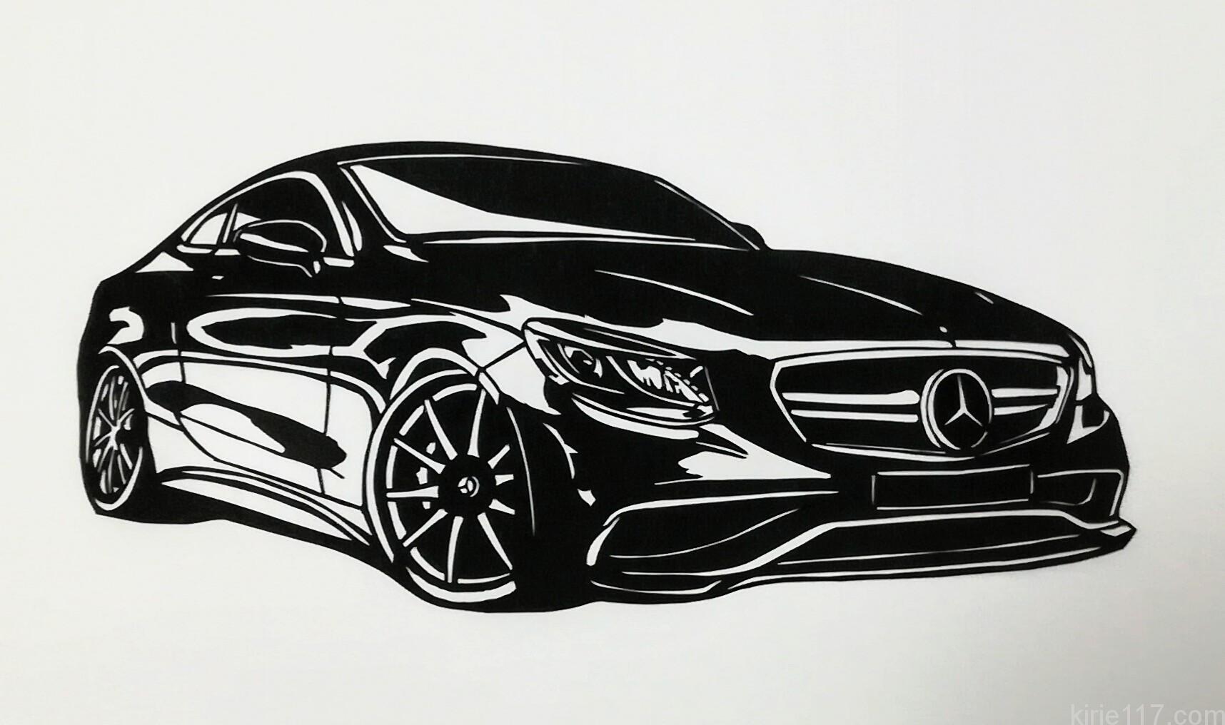 車の切り絵を作ってみた ベンツsクラスクーペ 下絵として利用可